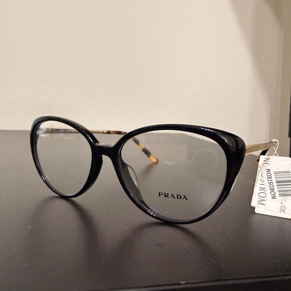 Prada Black and Gold Frames with Clear Lenses